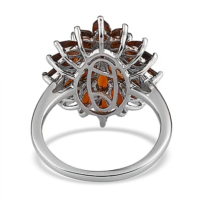 Natural Tanzanian Golden Tourmaline Floral Spray Ring in Platinum Over Sterling Silver (Size 10.0) 3.50 ctw