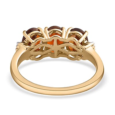 Luxoro 10K Rose Gold Tanzanian Golden Tourmaline and Diamond Trilogy Ring (Size 6.0) 2.35 ctw