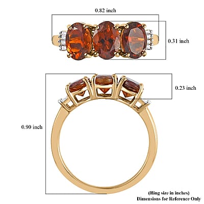 Luxoro 10K Rose Gold Tanzanian Golden Tourmaline and Diamond Trilogy Ring (Size 6.0) 2.35 ctw