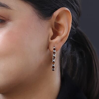 Golden Tourmaline and White Zircon Inside Out Hoop Earrings in Platinum Over Sterling Silver 5.40 ctw