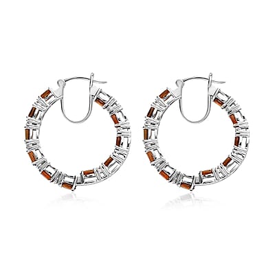 Golden Tourmaline and White Zircon Inside Out Hoop Earrings in Platinum Over Sterling Silver 5.40 ctw
