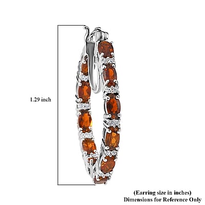 Golden Tourmaline and White Zircon Inside Out Hoop Earrings in Platinum Over Sterling Silver 5.40 ctw