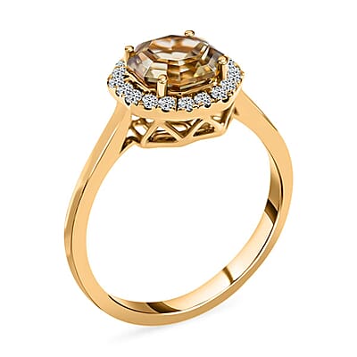 Certified and Appraised Iliana AAA Turkizite and G-H SI Diamond 1.90 ctw Halo Ring in 18K Yellow Gold (Size 10.0)