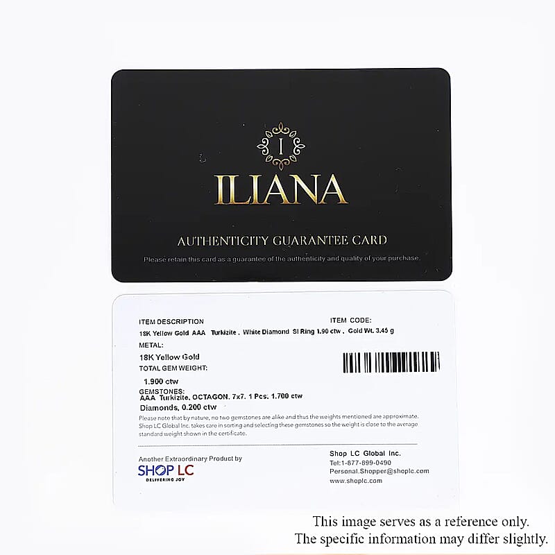 Certified and Appraised Iliana AAA Turkizite and G-H SI Diamond 1.90 ctw Halo Ring in 18K Yellow Gold (Size 7.0)