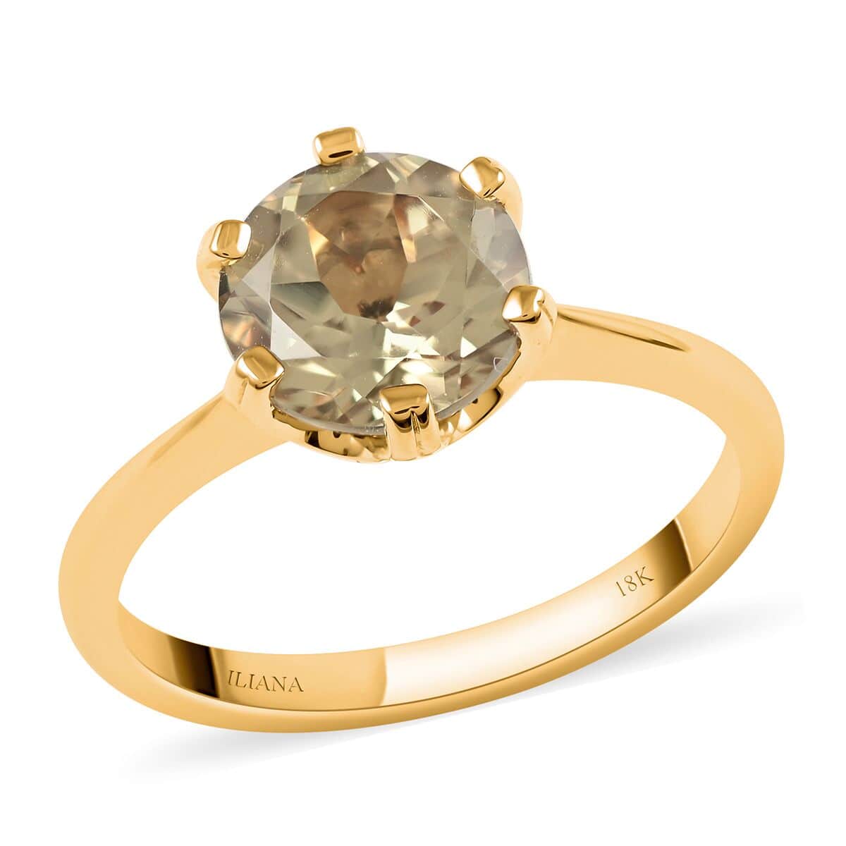 Certified and Appraised Iliana 18K Yellow Gold AAA Turkizite Solitaire Ring (Size 7.0) 2.20 ctw image number 0