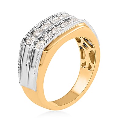 NY Closeout 10K Yellow and White Gold G-H I1-I2 Diamond Men's Ring (Size 10.0) 8.50 Grams 1.00 ctw