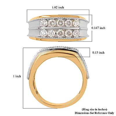 NY Closeout 10K Yellow and White Gold G-H I1-I2 Diamond Men's Ring (Size 10.0) 8.50 Grams 1.00 ctw