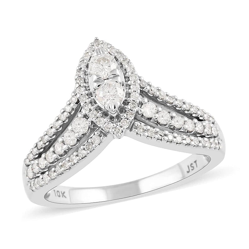 Ny Closeout 10K White Gold G-H I1 Diamond Ring (Size 7.0) 4 Grams 0.50 ctw