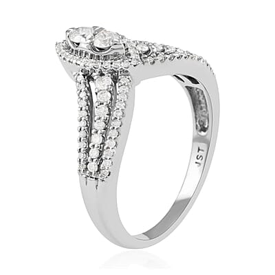 Ny Closeout 10K White Gold G-H I1 Diamond Ring (Size 7.0) 4 Grams 0.50 ctw