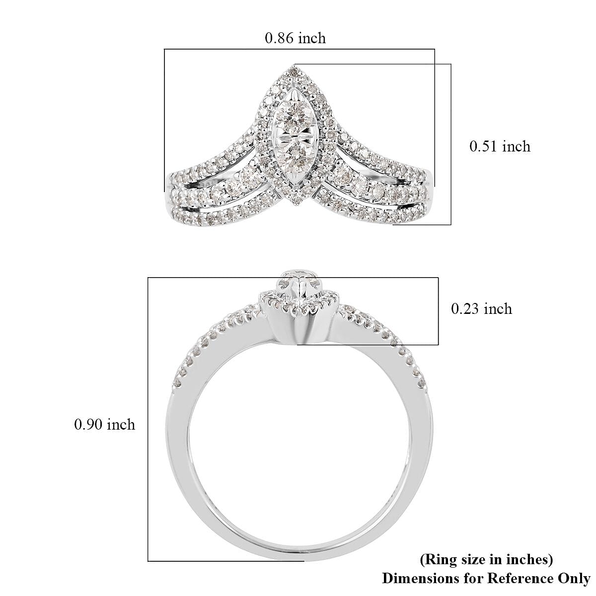 Ny Closeout 10K White Gold G-H I1 Diamond Ring (Size 7.0) 4 Grams 0.50 ctw image number 4