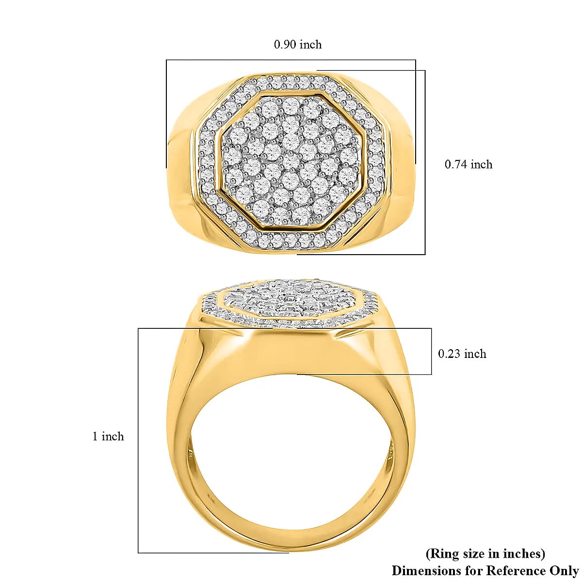 NY Closeout Diamond 1.00 ctw Ring in Vermeil YG Over Sterling Silver (Size 10.0)