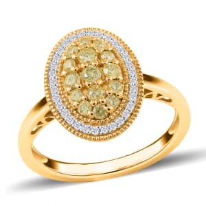 Natural Yellow and White Diamond Ring in Vermeil Yellow Gold Over Sterling Silver (Delivery in 10-12 Business Days) 0.50 ctw