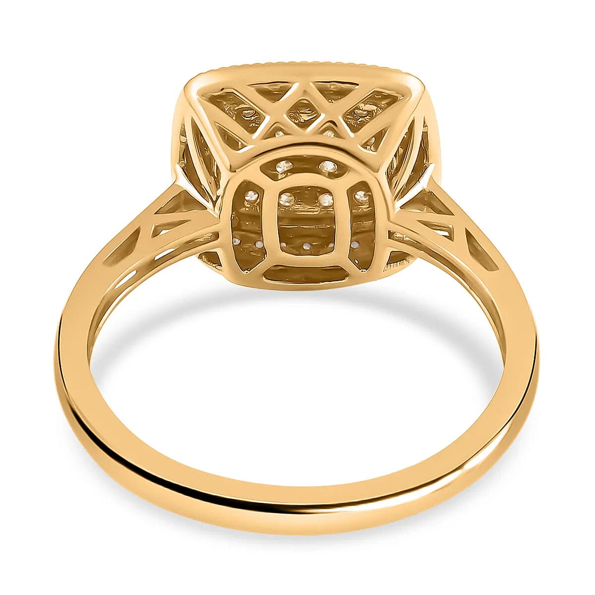 Natural Yellow and White Diamond Ring in Vermeil YG Over Sterling Silver,Halo Engagement Rings For Women, Oval Engagement Ring 0.50 ctw image number 4