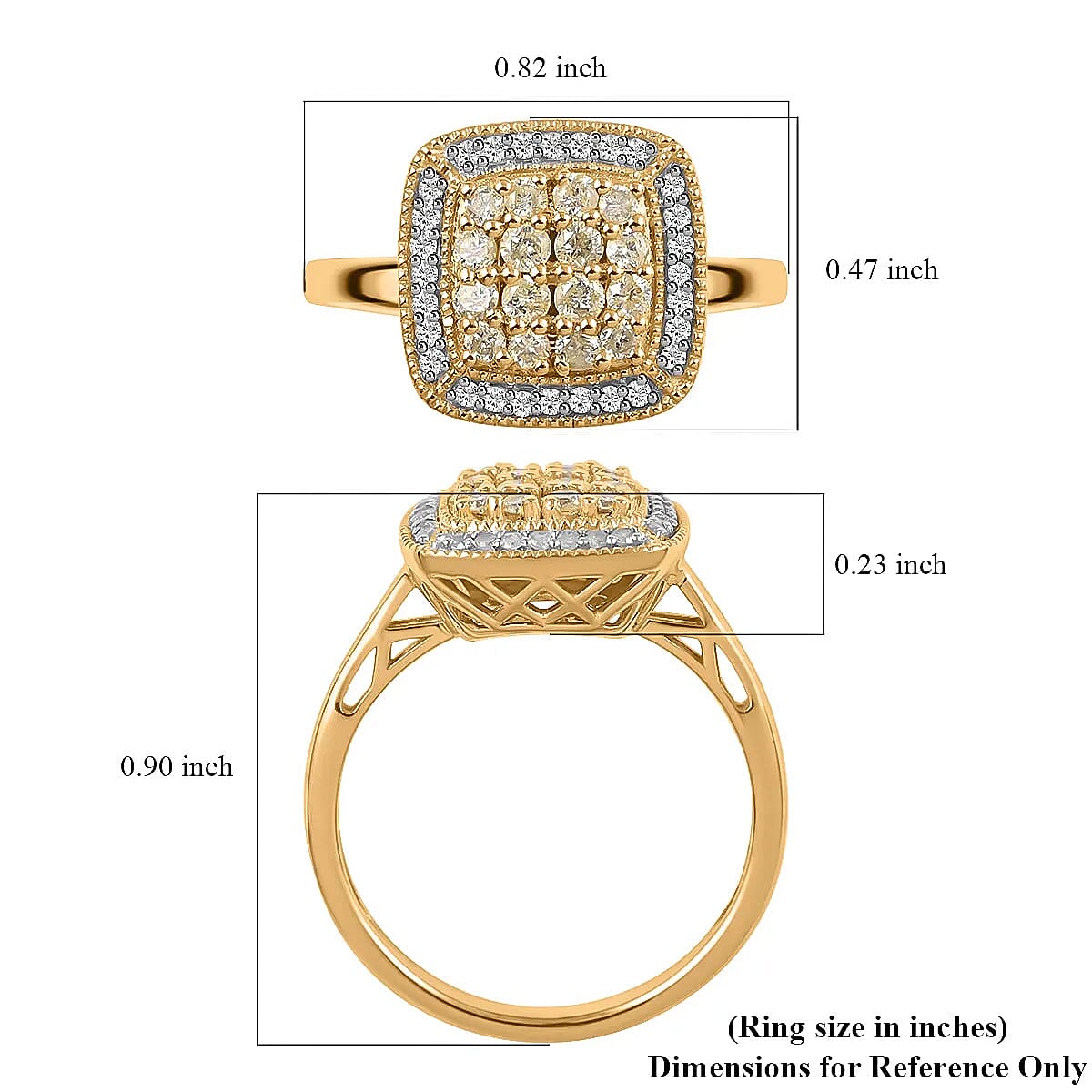 Natural Yellow and White Diamond Ring in Vermeil YG Over Sterling Silver,Halo Engagement Rings For Women, Oval Engagement Ring 0.50 ctw image number 6