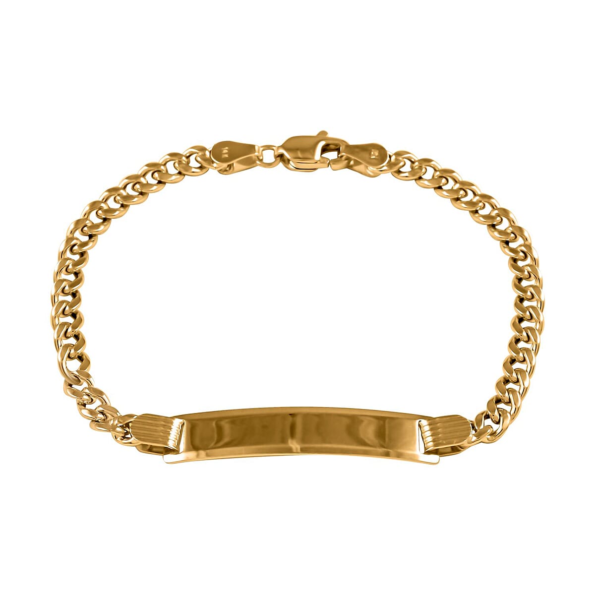 14K Yellow Gold Figaro Chain Dogtag Bracelet (6.00 In) (3.70 g) image number 0