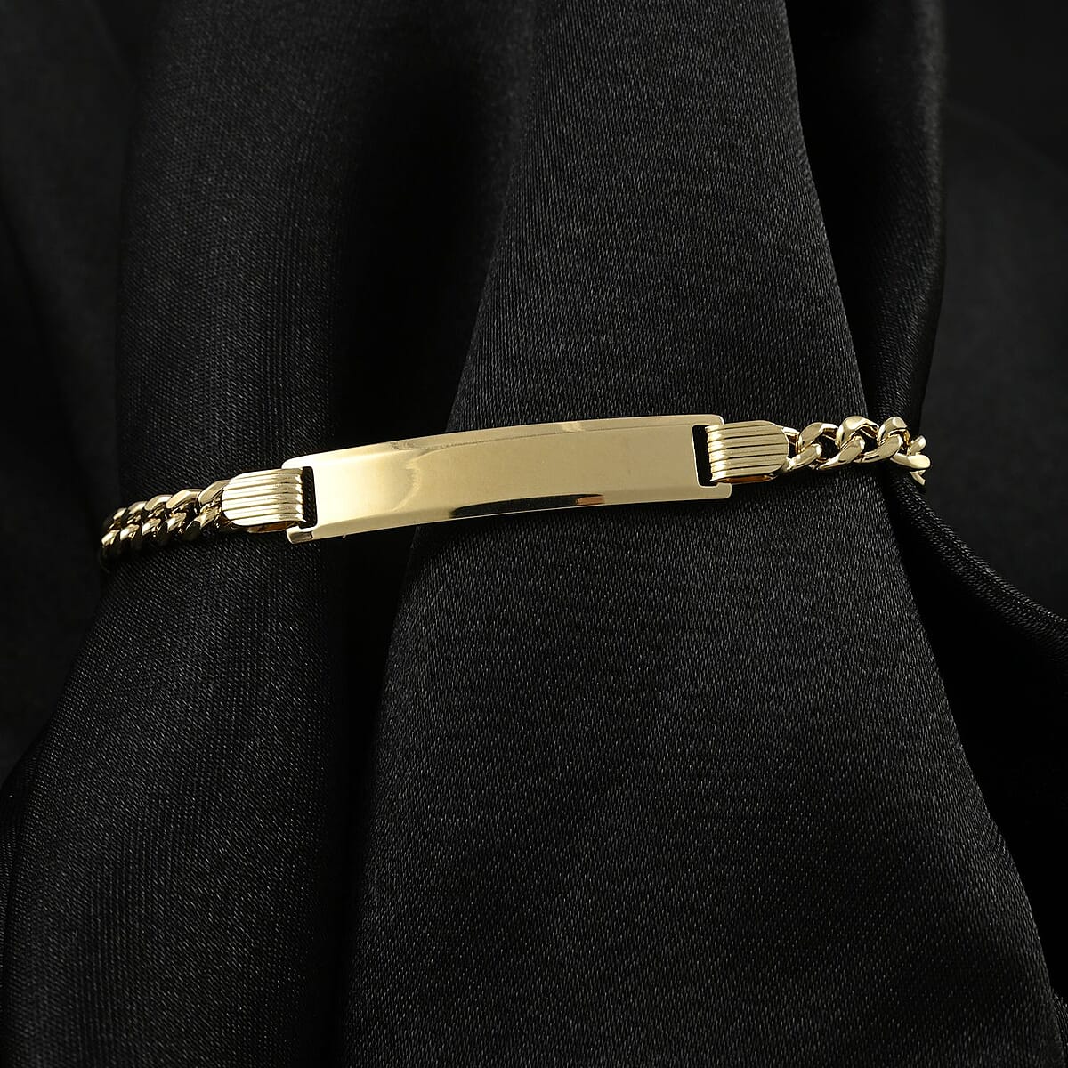 14K Yellow Gold Figaro Chain Dogtag Bracelet (6.00 In) (3.70 g) image number 1