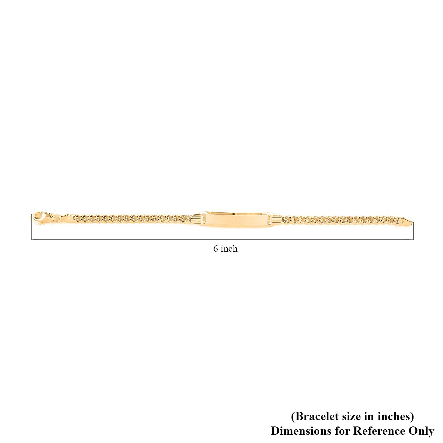 14K Yellow Gold Figaro Chain Dogtag Bracelet (6.00 In) 3.70 Grams