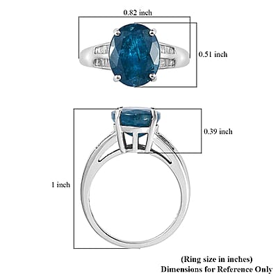 Malgache Neon Apatite and Diamond Ring in Platinum Over Sterling Silver (Size 7.0) 3.85 ctw