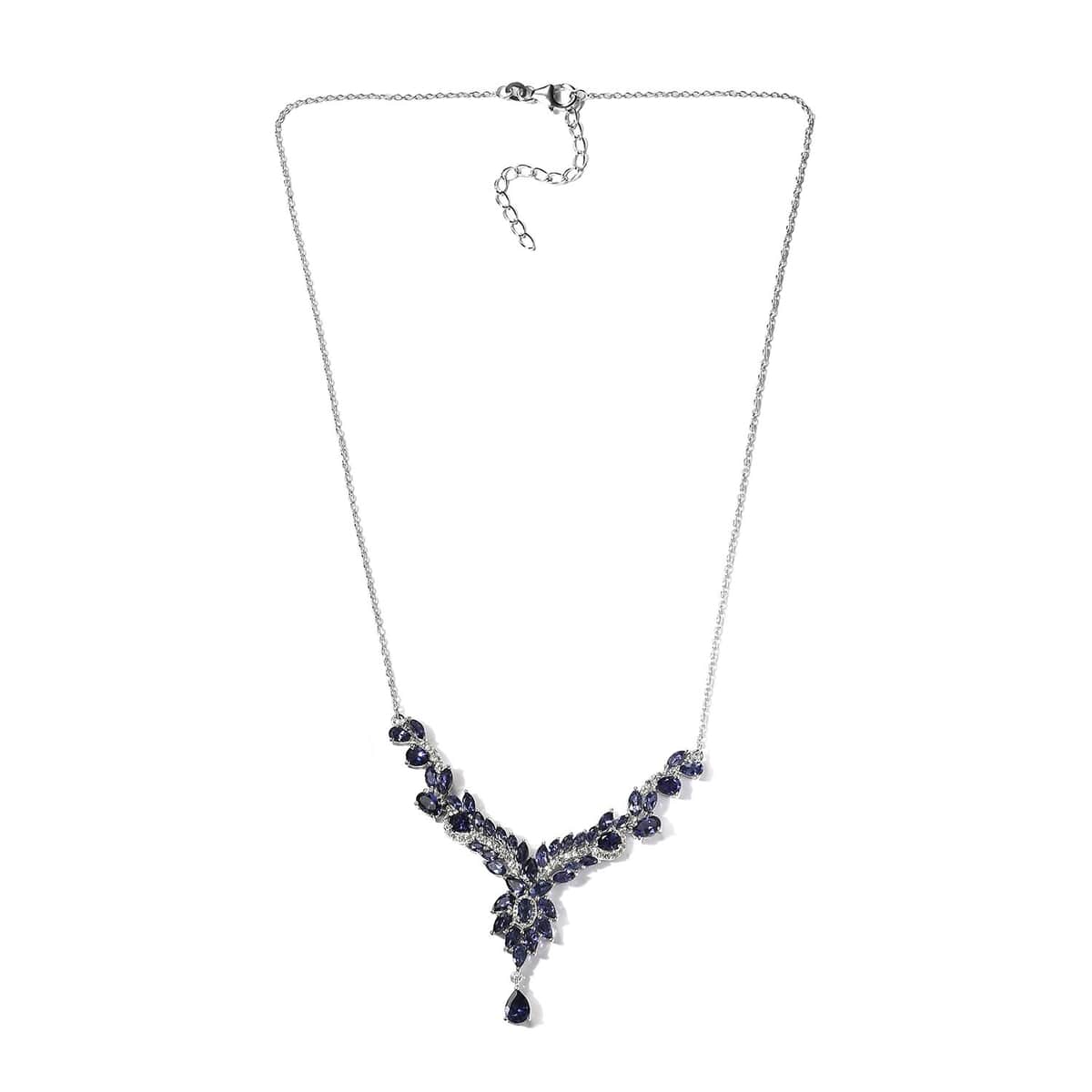 Catalina Iolite and White Zircon Necklace 20 Inches in Platinum Over Sterling Silver 7.40 ctw image number 3