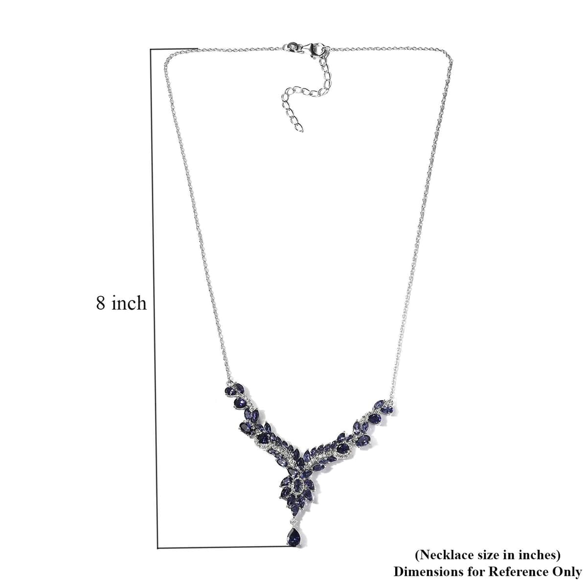 Catalina Iolite and White Zircon Necklace 20 Inches in Platinum Over Sterling Silver 7.40 ctw image number 5