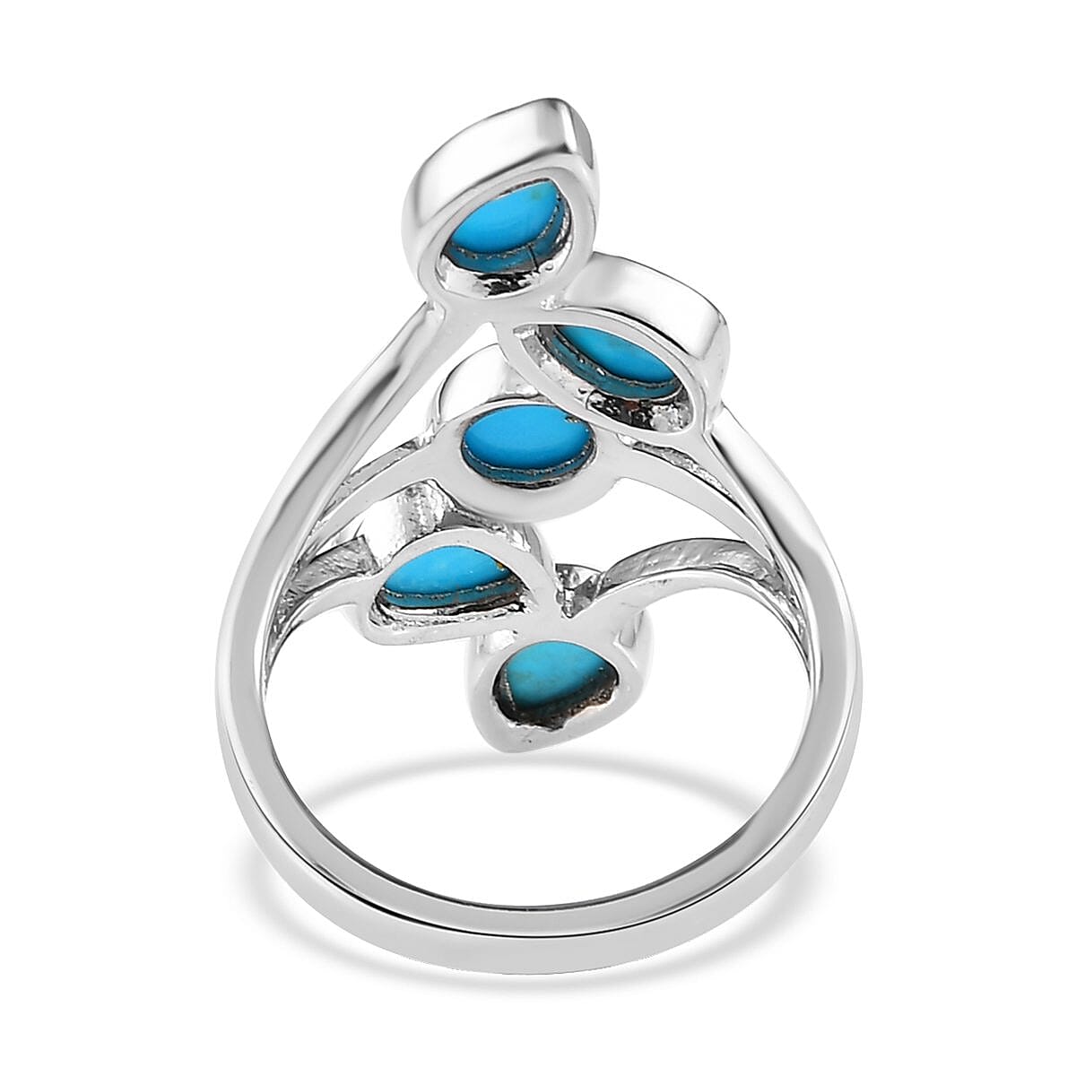 American Natural Sleeping Beauty Turquoise 5 Stone Ring in Platinum Over Sterling Silver 2.10 ctw image number 4