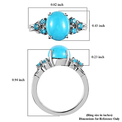 Sleeping Beauty Turquoise and Malgache Neon Apatite Ring in Platinum Over Sterling Silver (Size 10.0) 2.60 ctw
