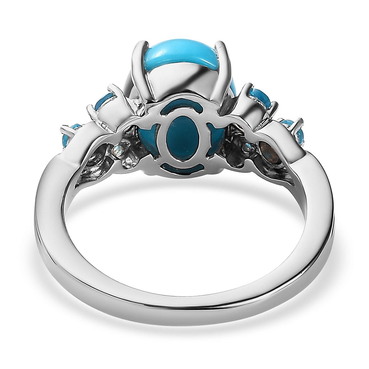 Sleeping Beauty Turquoise and Malgache Neon Apatite Ring in Platinum Over Sterling Silver (Size 6.0) 2.60 ctw