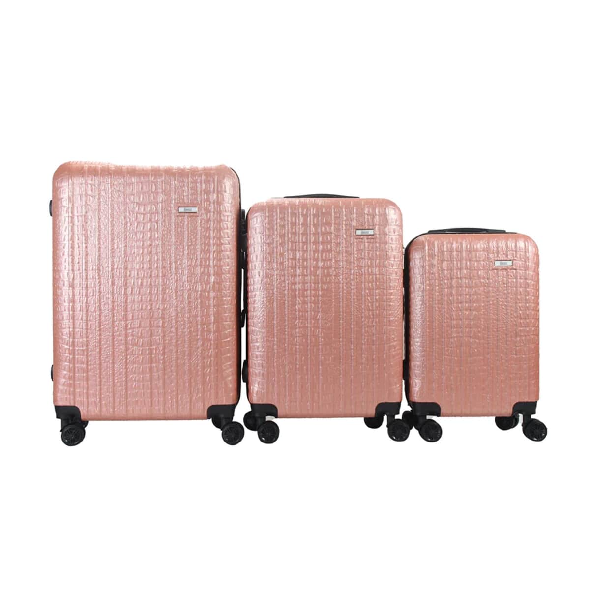 Mirage- Eileen 3 Piece Rose Gold Crocodile Embossed Luggage Set with Dual Spinning Wheels and Combo Lock (28, 24, 20) image number 5