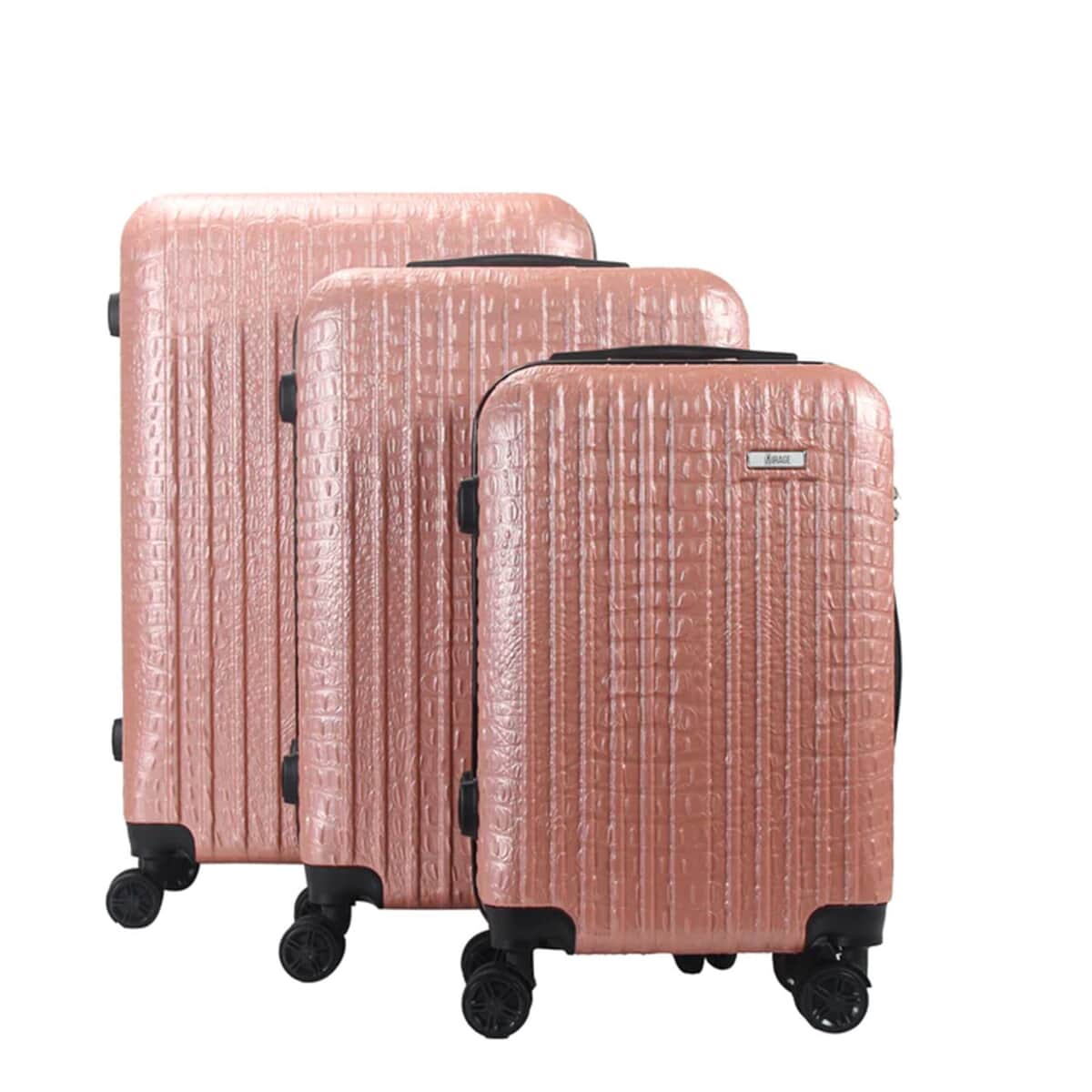 Mirage- Eileen 3 Piece Rose Gold Crocodile Embossed Luggage Set with Dual Spinning Wheels and Combo Lock (28, 24, 20) image number 6
