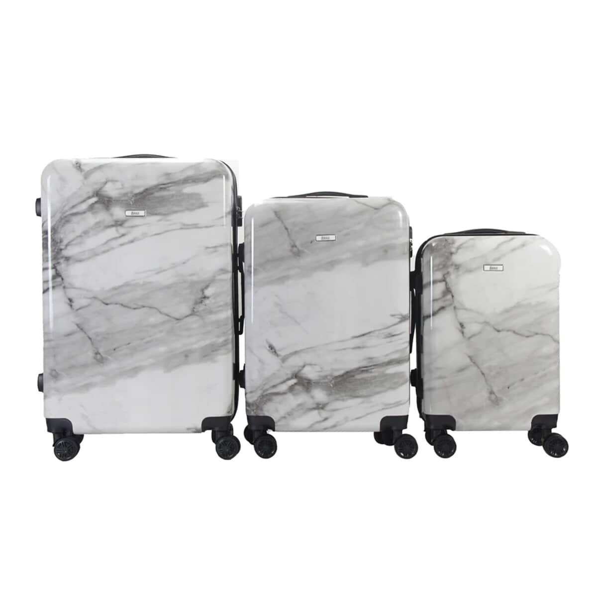 Mirage-Tanya 3 Piece White Marble    Luggage Set with 360 Dual Spinning Wheels and Combo Lock (28" 24", 20") image number 5