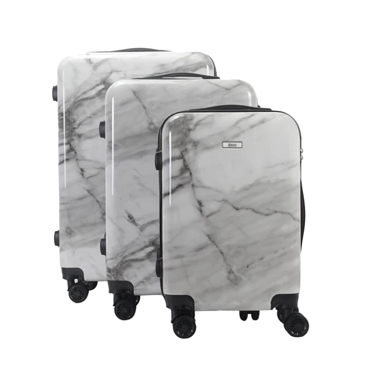 Mirage-Tanya 3 Piece White Marble    Luggage Set with 360 Dual Spinning Wheels and Combo Lock (28" 24", 20") image number 6