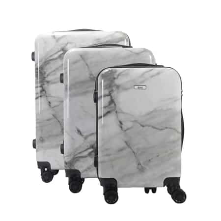 Mirage-Tanya 3 Piece White Marble Luggage Set with 360 Dual Spinning Wheels and Combo Lock image number 6
