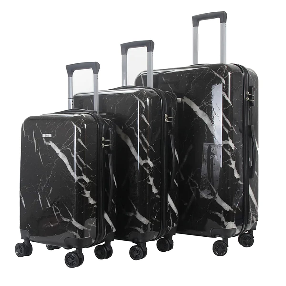 Mirage-Tanya 3 Piece BlackMarble Luggage Set with 360 Dual Spinning Wheels and Combo Lock image number 4