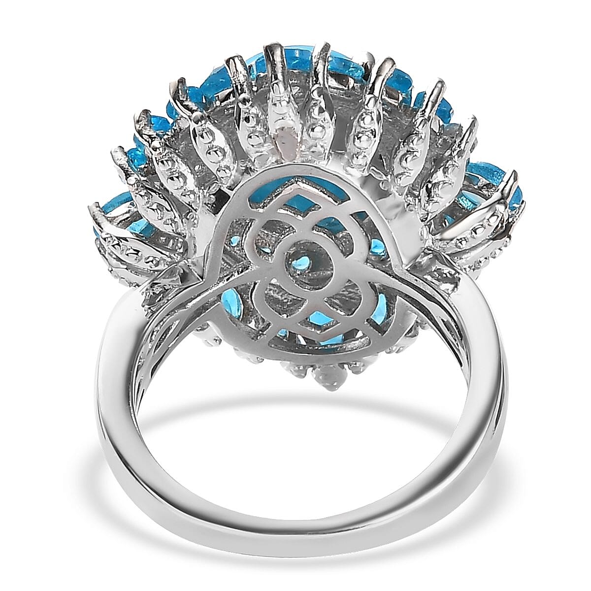 Sleeping Beauty Turquoise and Malgache Neon Apatite Ring in Platinum Over Sterling Silver (Size 10.0) 7.10 Grams 6.75 ctw