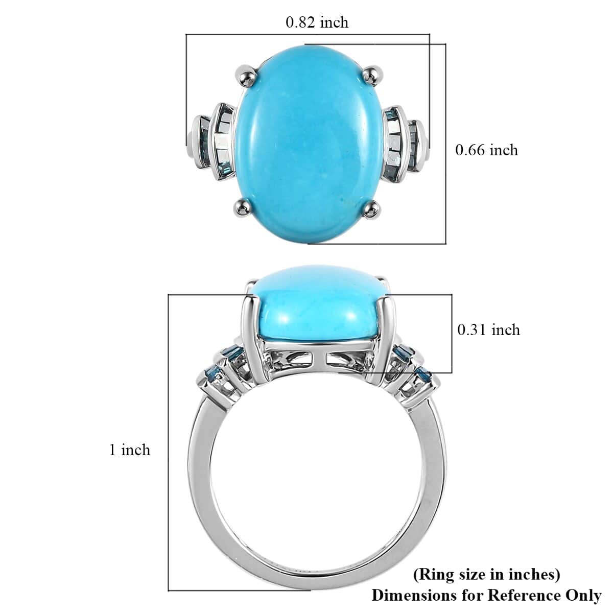 LUXORO 10K White Gold Premium American Natural Sleeping Beauty Turquoise and Blue Diamond Ring 3.70 Grams 7.65 ctw image number 5