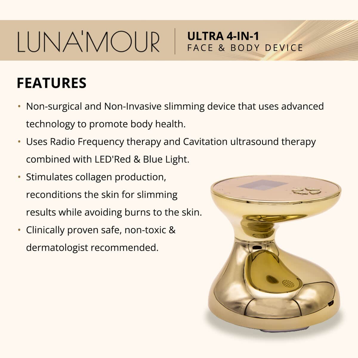 Lunamour Ultra Sculpt System 4-in-1 CV RF LED Face & Body Device image number 1