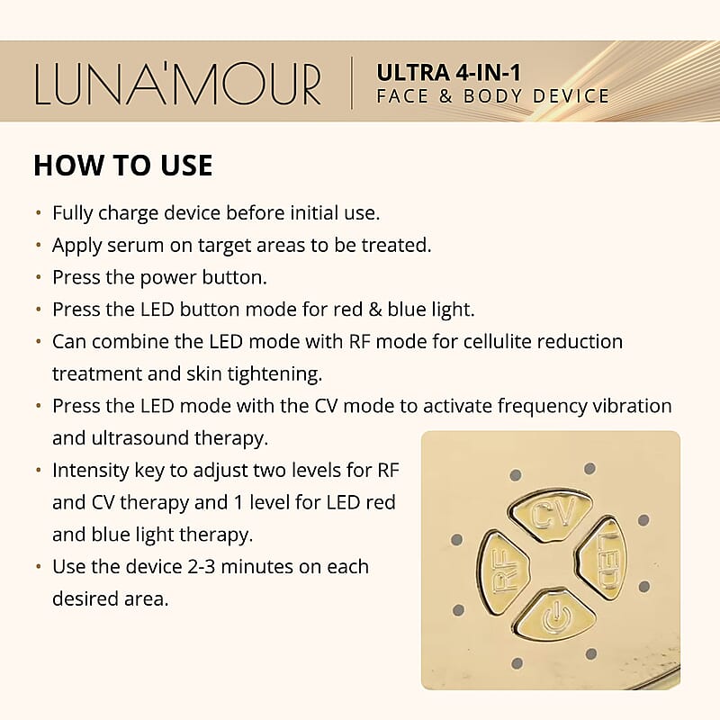 Lunamour Ultra Sculpt System 4-in-1 CV RF LED Face & Body Device