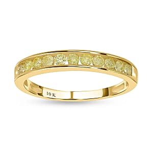 Luxoro I2-I3 Natural Yellow Diamond 0.50 ctw Band Ring in 10K Yellow Gold (Size 8.5)