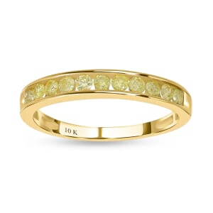 Luxoro I2-I3 Natural Yellow Diamond 0.50 ctw Band Ring in 10K Yellow Gold (Size 10.5)