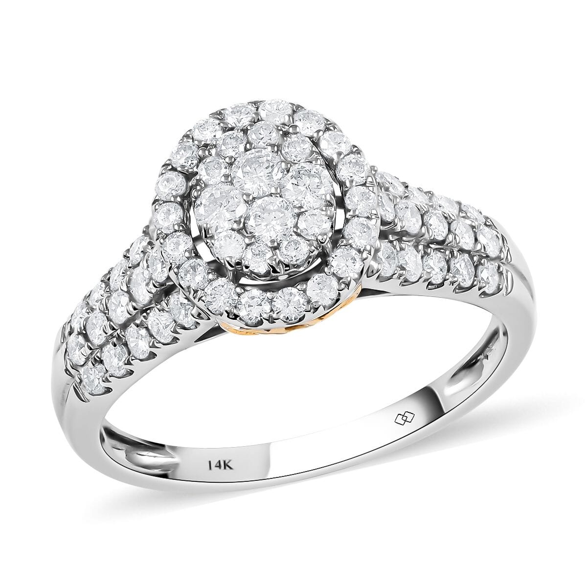 NY Closeout 14K White and Yellow Gold G-H I1 Diamond Ring (Size 8.5) 4.05 Grams 1.00 ctw image number 0