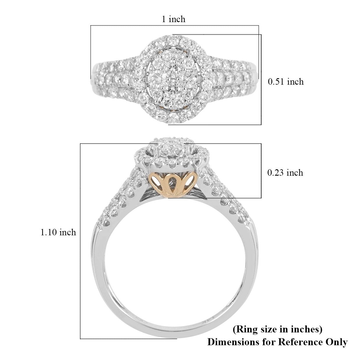 NY Closeout 14K White and Yellow Gold G-H I1 Diamond Ring (Size 8.5) 4.05 Grams 1.00 ctw image number 5