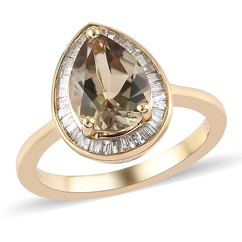 Luxoro 10K Yellow Gold AAA Turkizite and Diamond Halo Ring (Size 6.5) 2.70 ctw