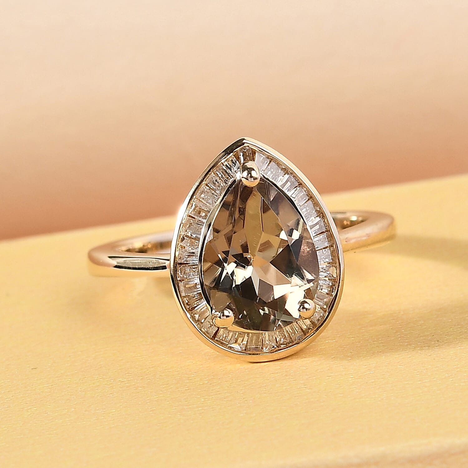 Luxoro 10K Yellow Gold AAA Turkizite and Diamond Halo Ring (Size 6.5) 2.70 ctw
