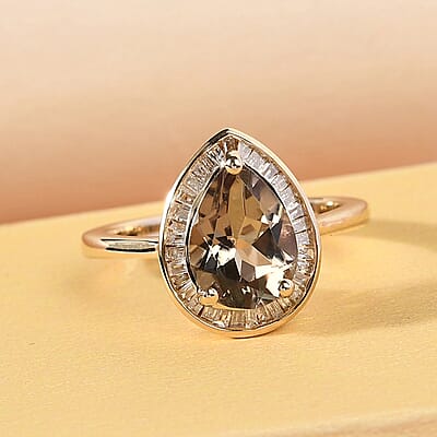 Luxoro 10K Yellow Gold AAA Turkizite and Diamond Halo Ring (Size 6.5) 2.70 ctw