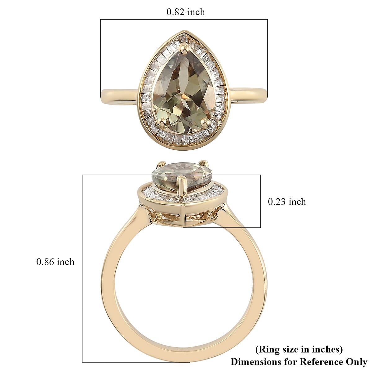 Luxoro 10K Yellow Gold AAA Turkizite, Diamond (0.26 cts) Halo Ring (Size 8.5) (2.60 g) 2.70 ctw image number 5