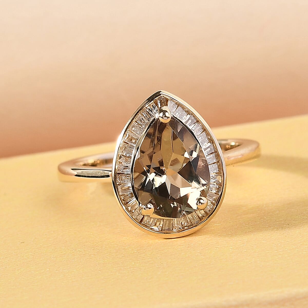 Luxoro AAA Turkizite and Diamond 2.70 ctw Halo Ring in 10K Yellow Gold (Size 10.5) image number 1