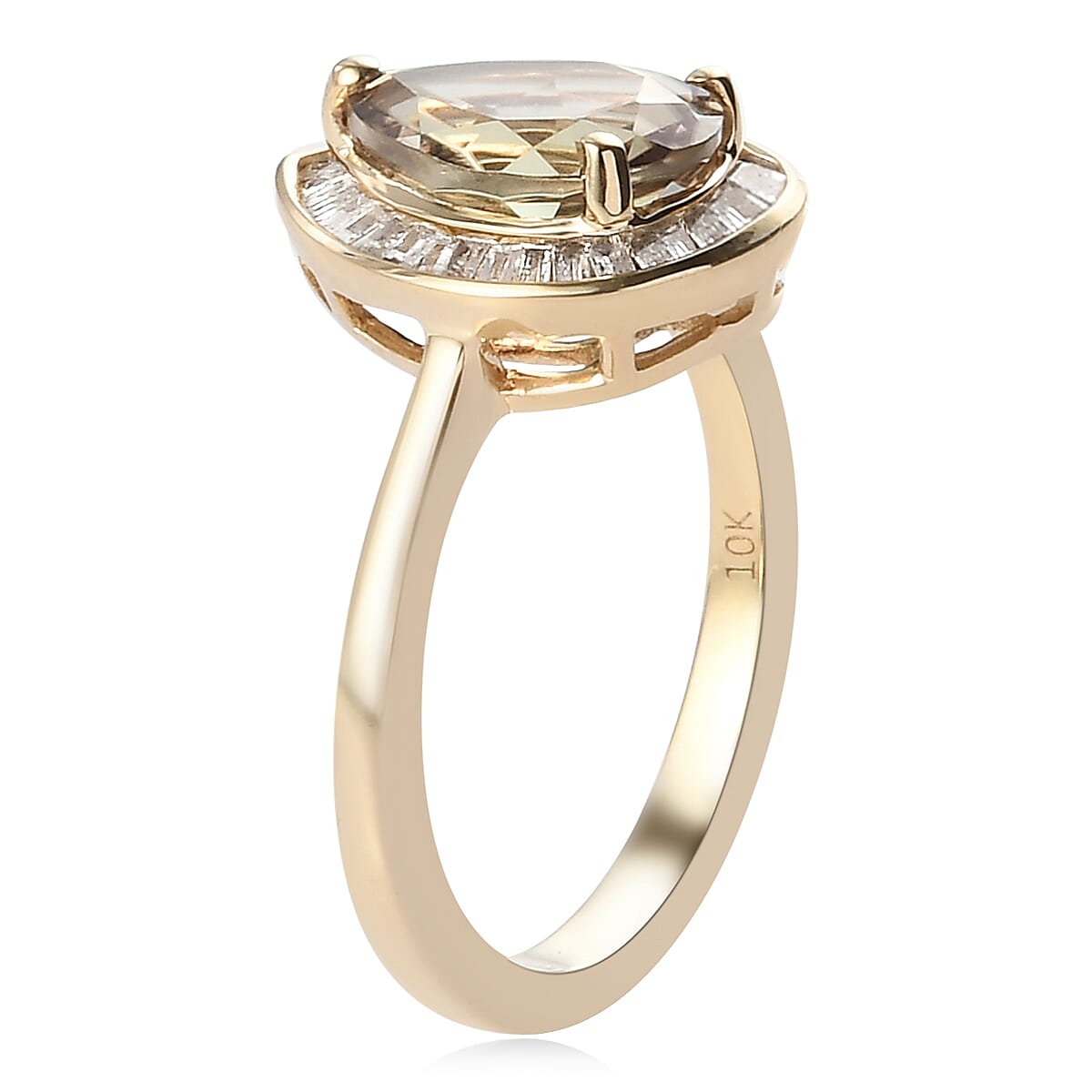 Luxoro AAA Turkizite and Diamond 2.70 ctw Halo Ring in 10K Yellow Gold (Size 10.5) image number 3