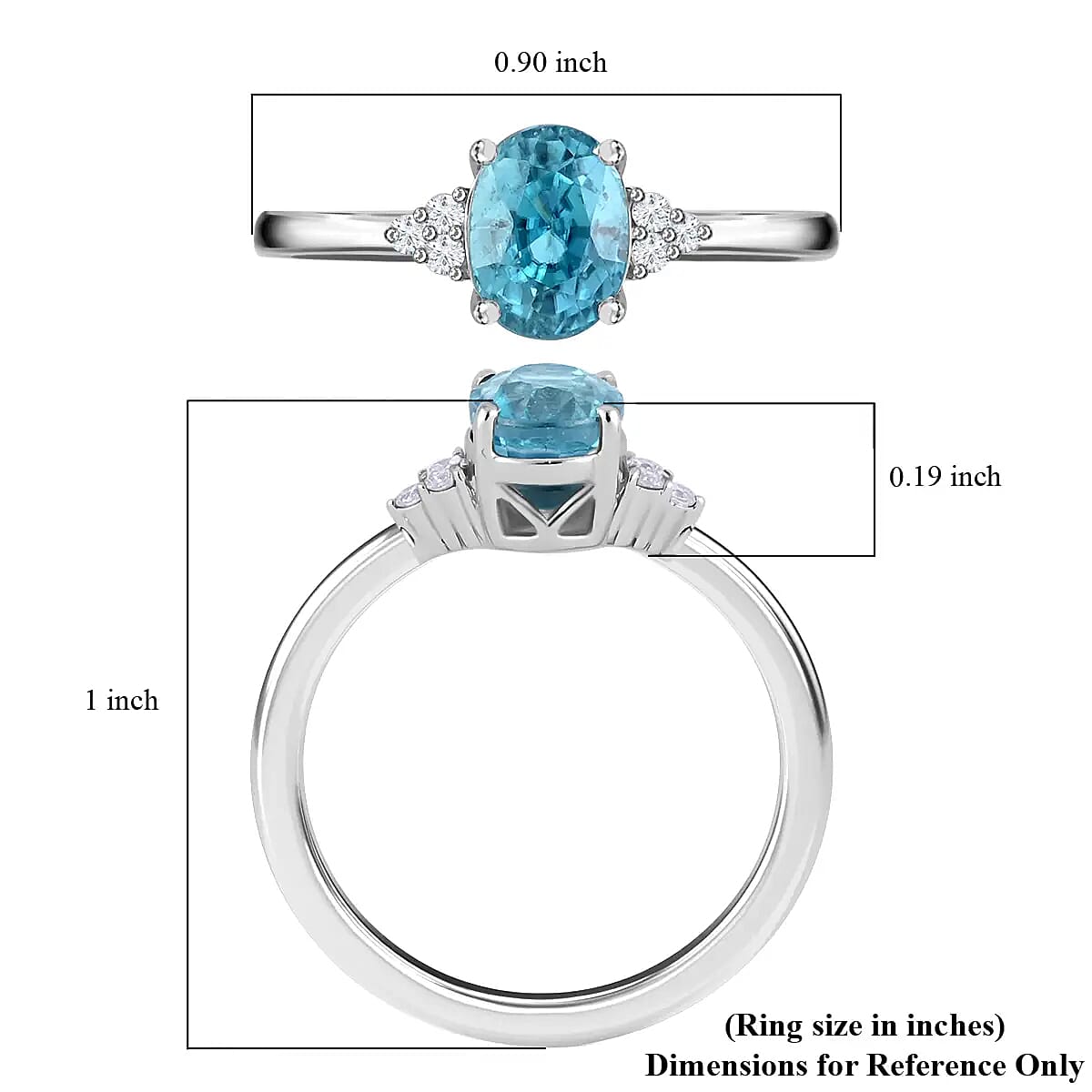 Luxoro 10K White Gold AAA Blue Zircon Ring, Diamond Ring, Wedding Rings (Size 10.5) 2.55 ctw image number 6