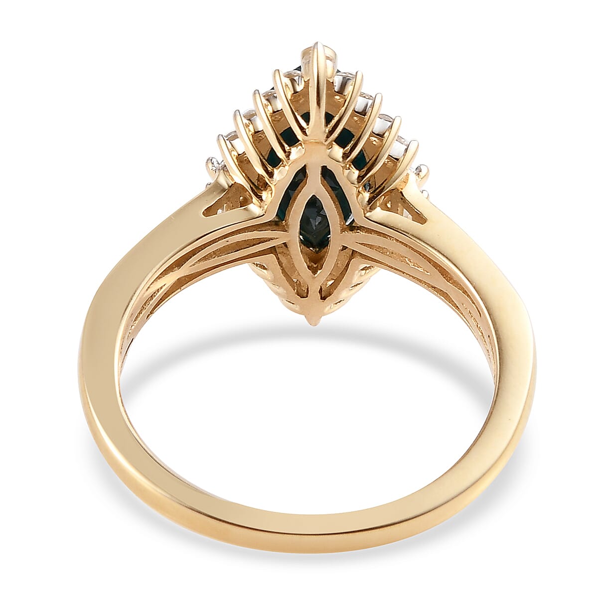 Luxoro 10K Yellow Gold AAA Teal Grandidierite and White Zircon Halo Ring (Size 7.5) 2.65 ctw image number 4