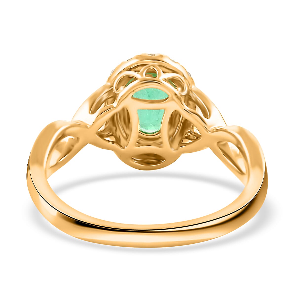 Certified and Appraised ILIANA 18K Yellow Gold AAA Ethiopian Emerald and G-H SI Diamond Ring (Size 8.5) 4.10 Grams 1.00 ctw image number 4
